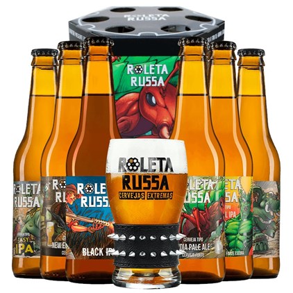 Kit Tambor de Roleta Russa - Compre 6 Cervejas + Copo Oficial da Marca